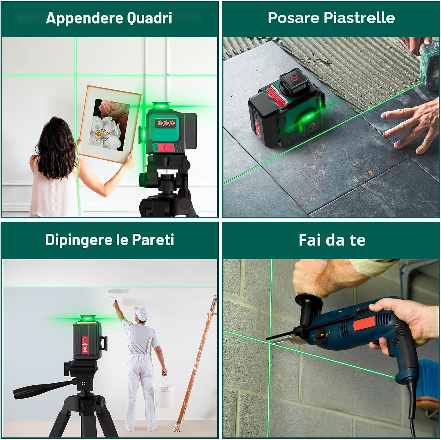Detalle de HYCHIKA Livella Laser Autolivellante 3x360° con Treppiede – Kit completo IP54