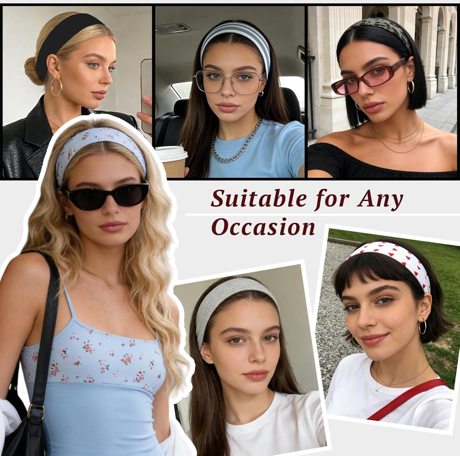 Thumbnail 1 de AWSOLAR 8 Pcs Headbands for Women's Hair – Elastic, Sweat-Wicking Sports Headbands