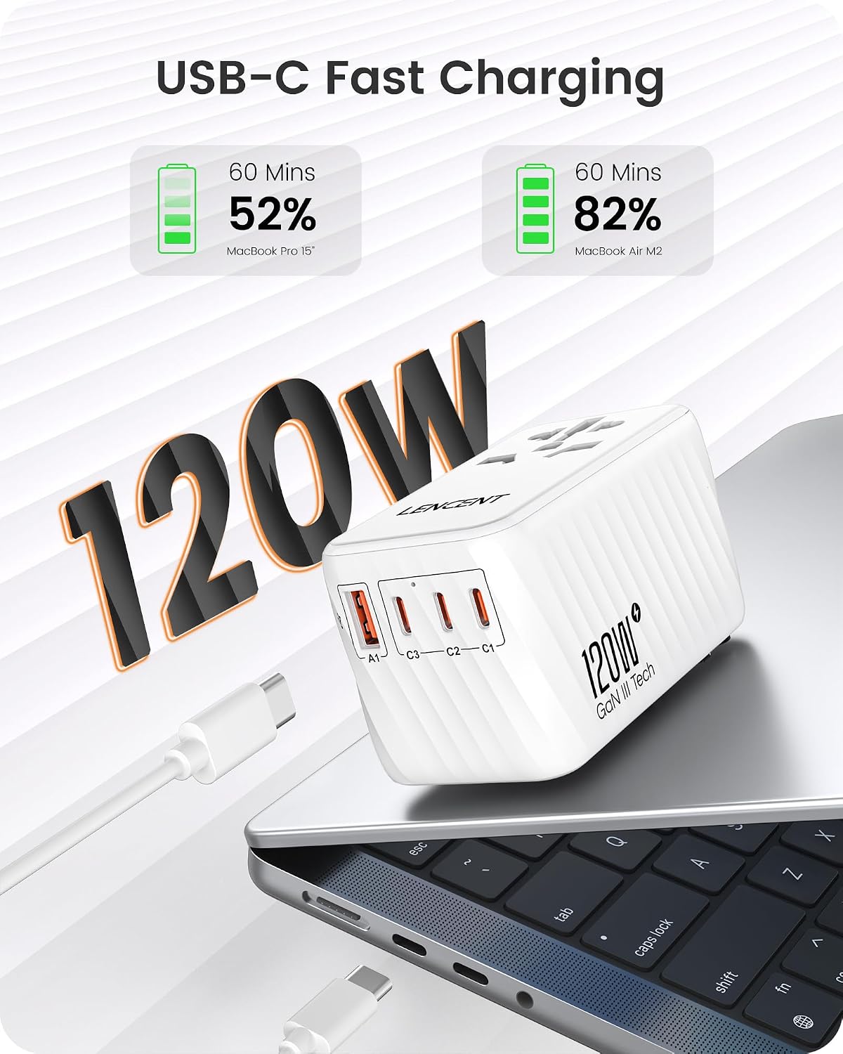 Detalle 2 de LENCENT 120W Universal Reiseadapter Weltweit