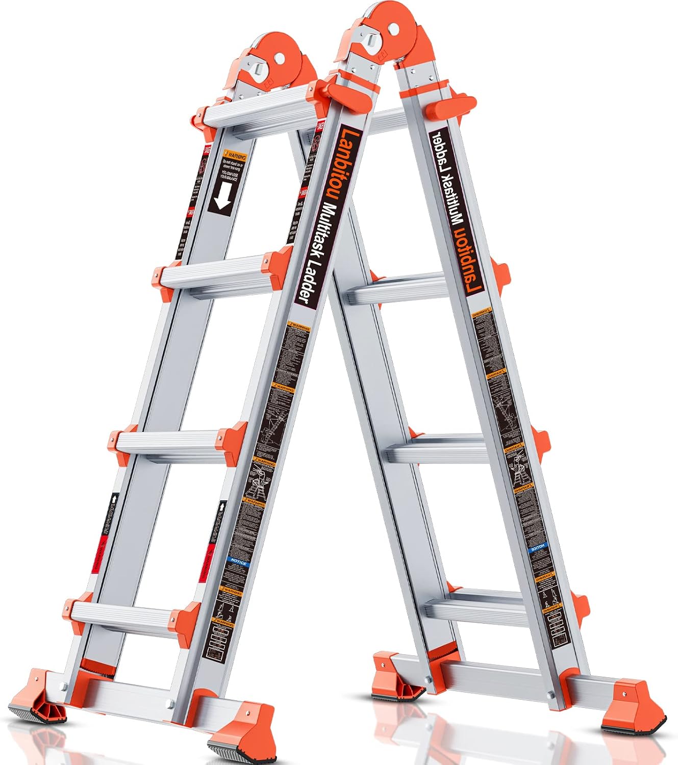 Detalle de LANBITOU TSZ9001-4 Multi-Position Telescoping Ladder, 2 mm Aluminum