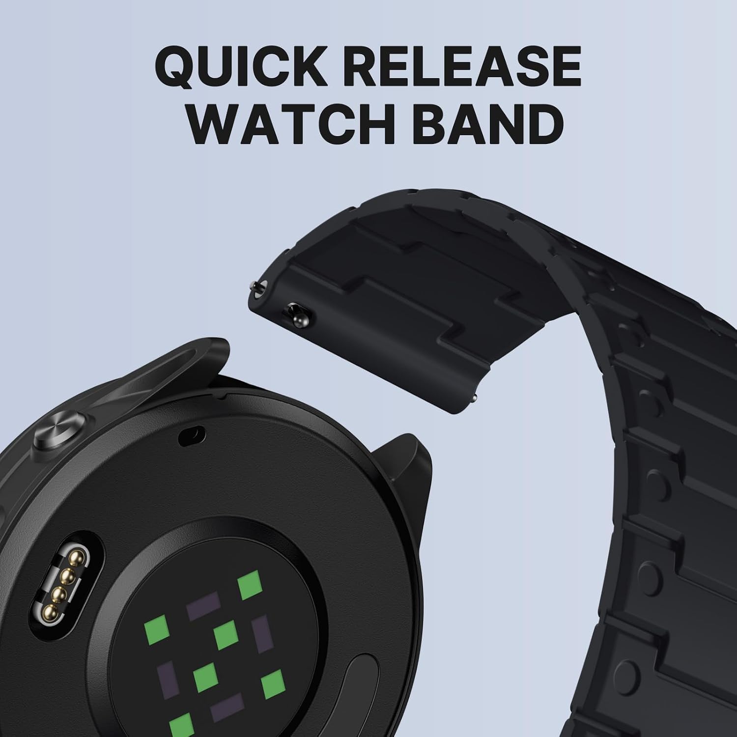 Detalle 2 de Bandletic 22mm Magnetic Silicone Watch Strap: multifunctional comfort for Garmin, Samsung and more