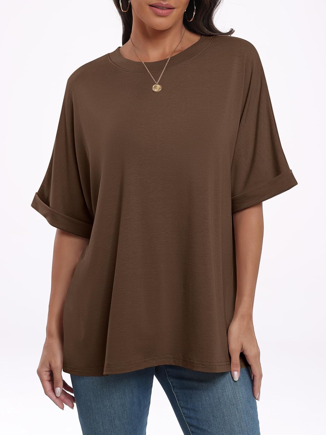 Thumbnail 2 de Cuptacc Damen Oversize Shirt – lockeres Basic-Top mit Tunika-Länge