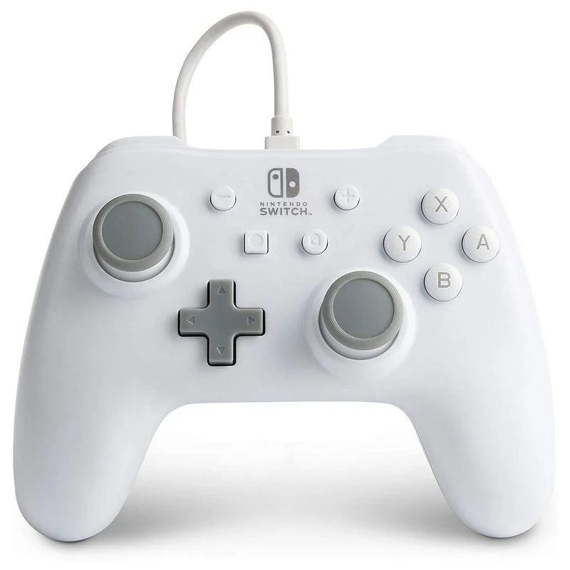 Detalle de Power A Mando con Cable Blanco Mate para Nintendo Switch – licencia oficial