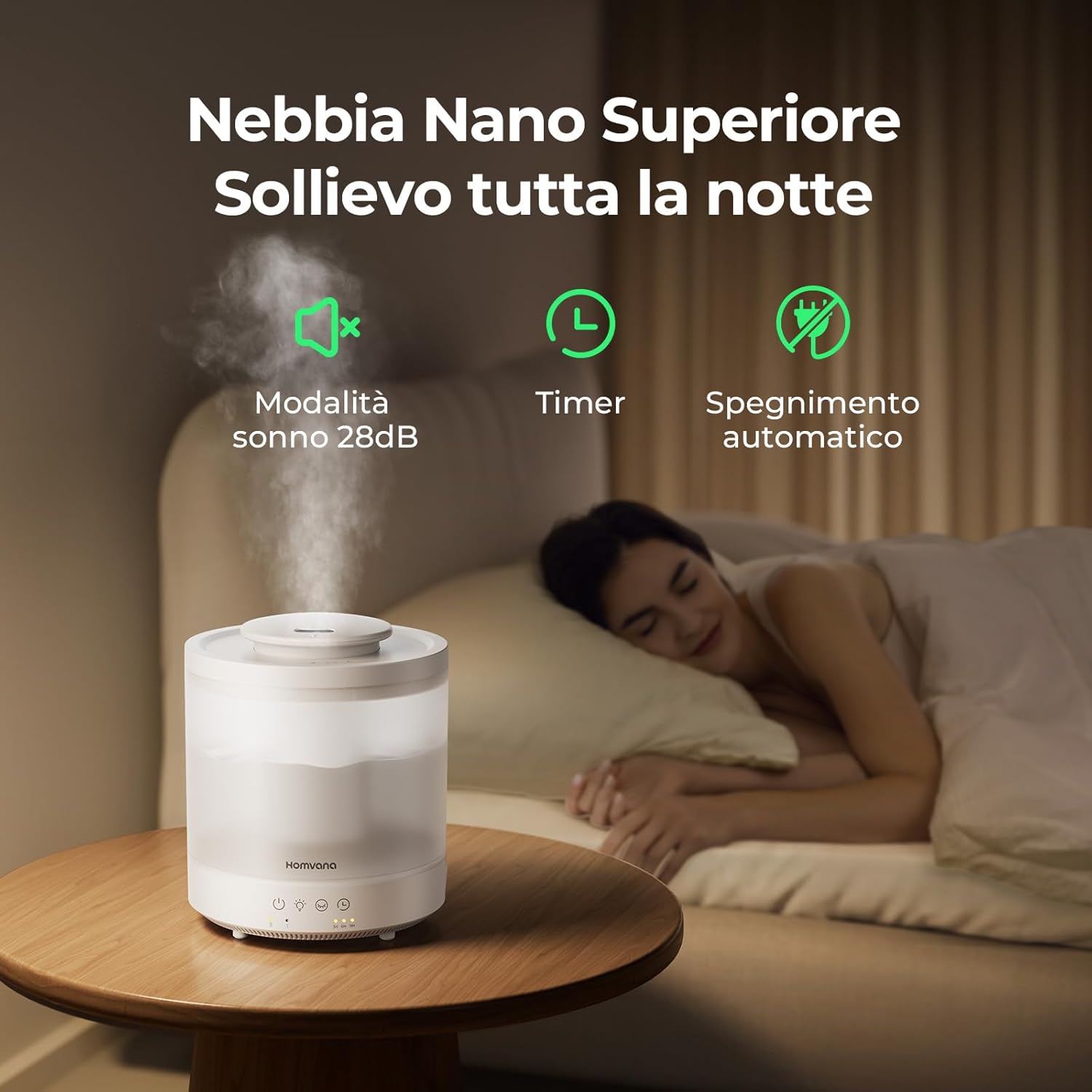 Detalle 1 de Homvana H103 Umidificatore 1,5 L 💧