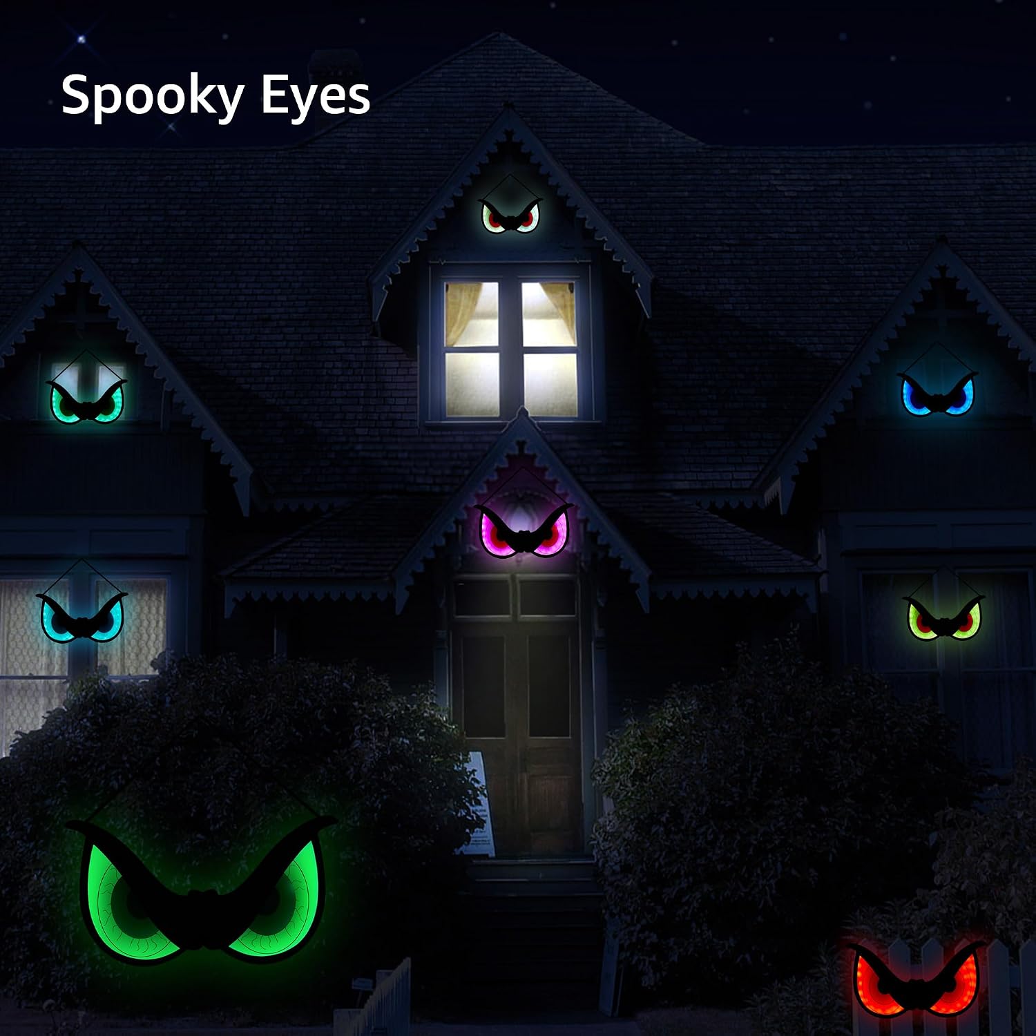 Detalle de BlcTec BT-EL68 Halloween Eye Lights, 20-Inch Wooden Decor with 7 Color Modes