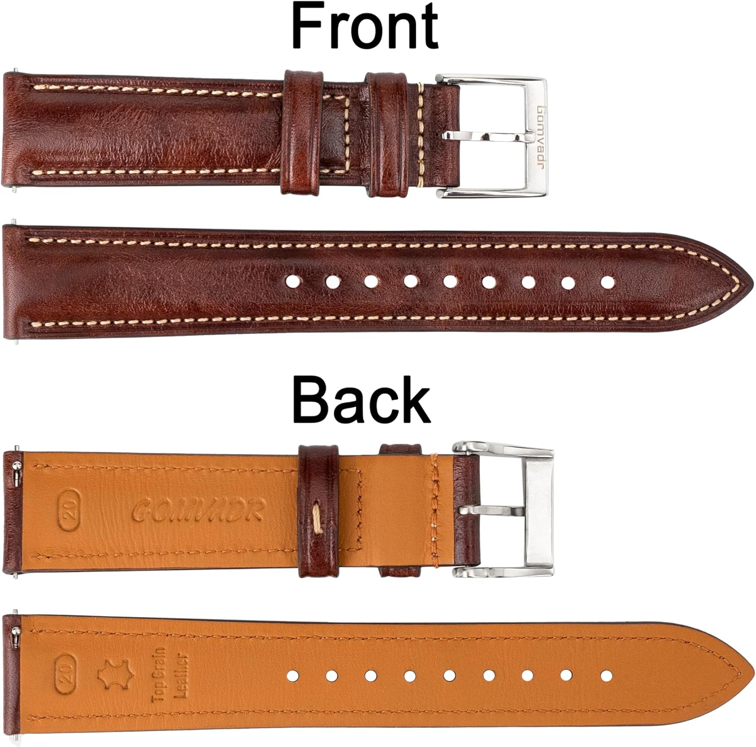 Thumbnail 6 de Gomvadr Quick Release Leder-Uhrenarmband – Zweifarbiges, öl-gegerbtes Lederband 18–22 mm