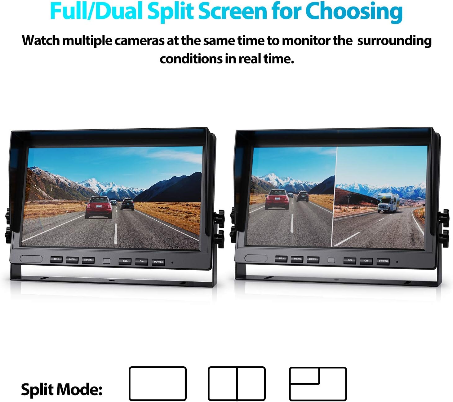 Thumbnail 2 de eRapta 10" Wired Reversing Camera Kit with Dual 1080P Monitor and Front/Rear Cameras