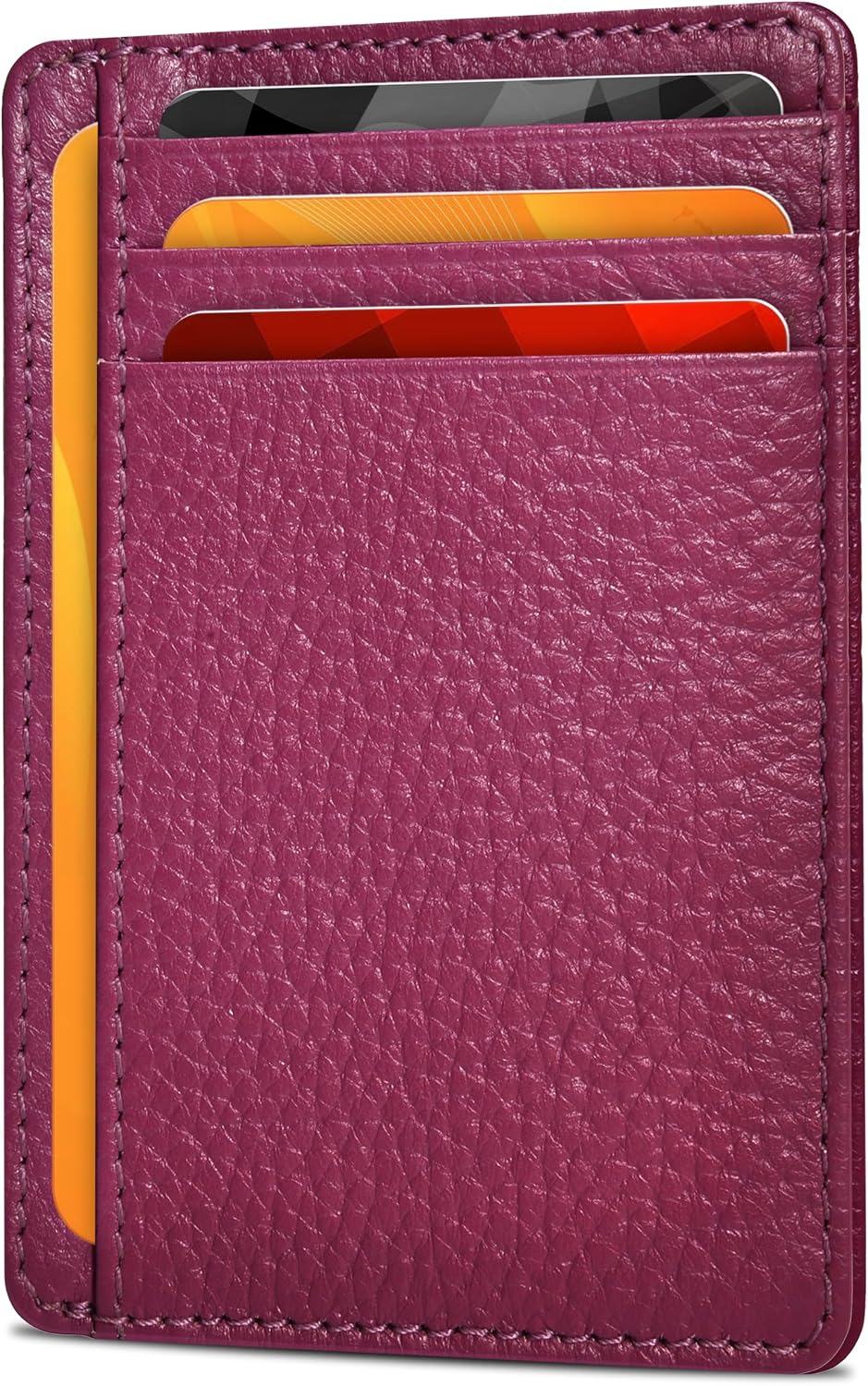 Thumbnail 6 de Real Leather Slim Minimalist Wallet with RFID Blocking – Dark Brown front pocket card holder