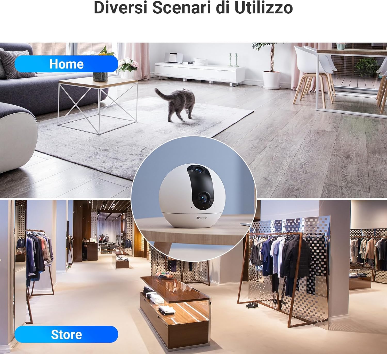 Thumbnail 2 de EZVIZ C60p Telecamera Wi‑Fi interna motorizzata a doppio obiettivo 2K+2K con tracciamento persone e audio bidirezionale