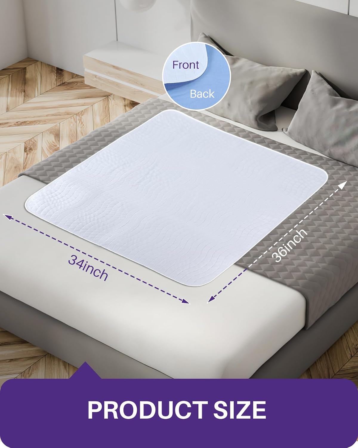 Detalle de Kekoy Reusable Incontinence Bed Sheets 2-Pack (34 x 36 inch) waterproof washable pads