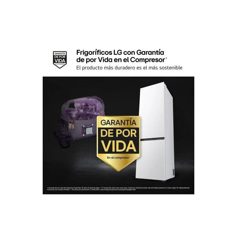 Detalle de Frigorífico Combi LG GBBS322CSW Total No Frost 375 L Blanco con WiFi IA