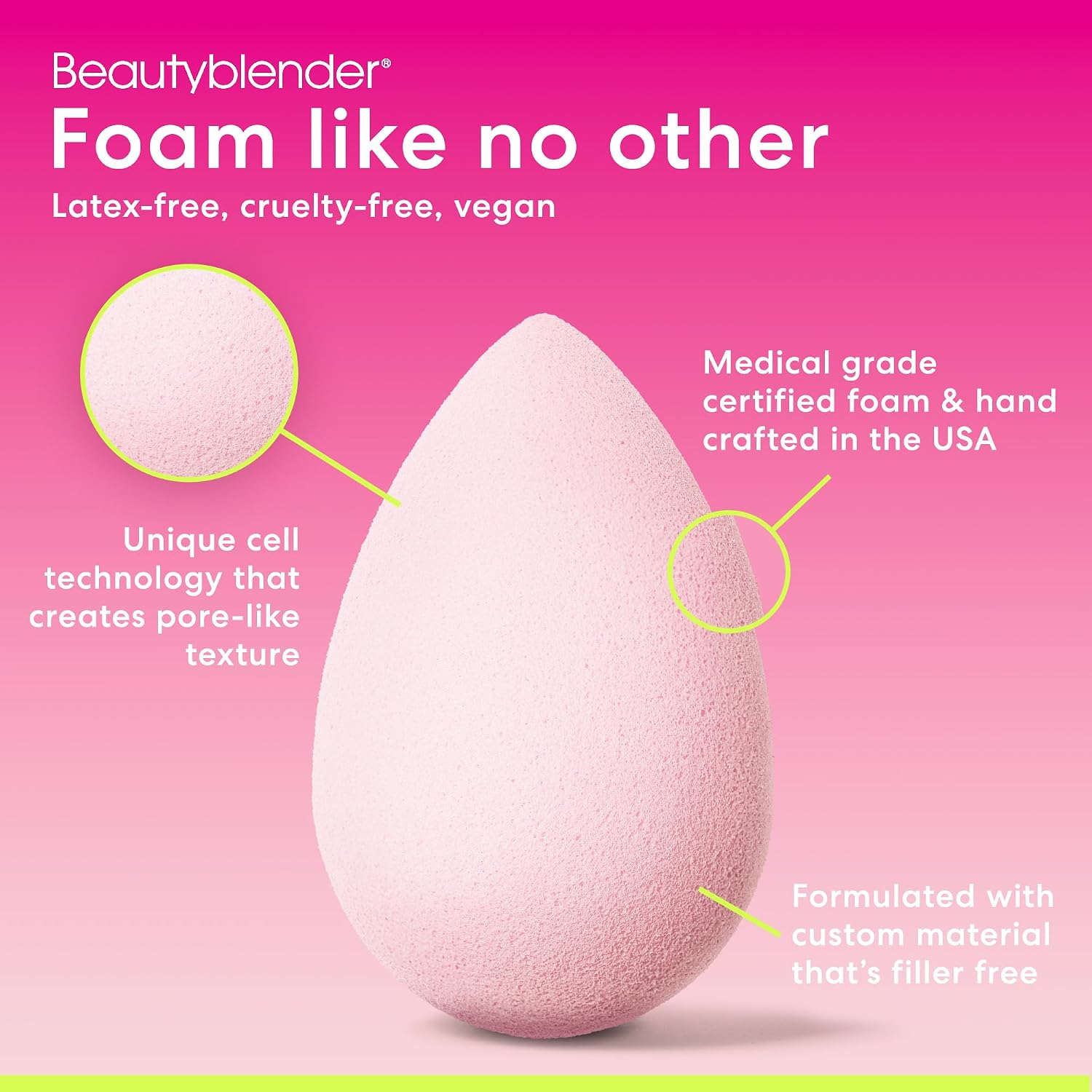 Detalle 2 de Beauty Blender - Spugna trucco per fondot Nitro liquidi, polveri e creme – vegan, cruelty free, Made in USA