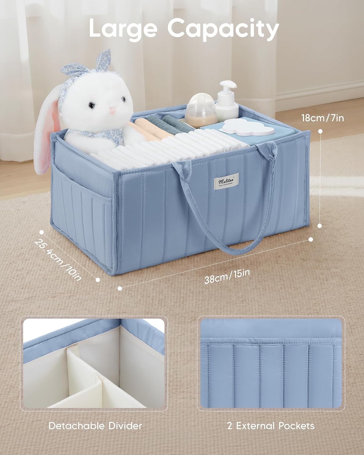 Thumbnail 2 de Maliton Nappy Caddy Organiser: Portable Changing Station With Removable Dividers