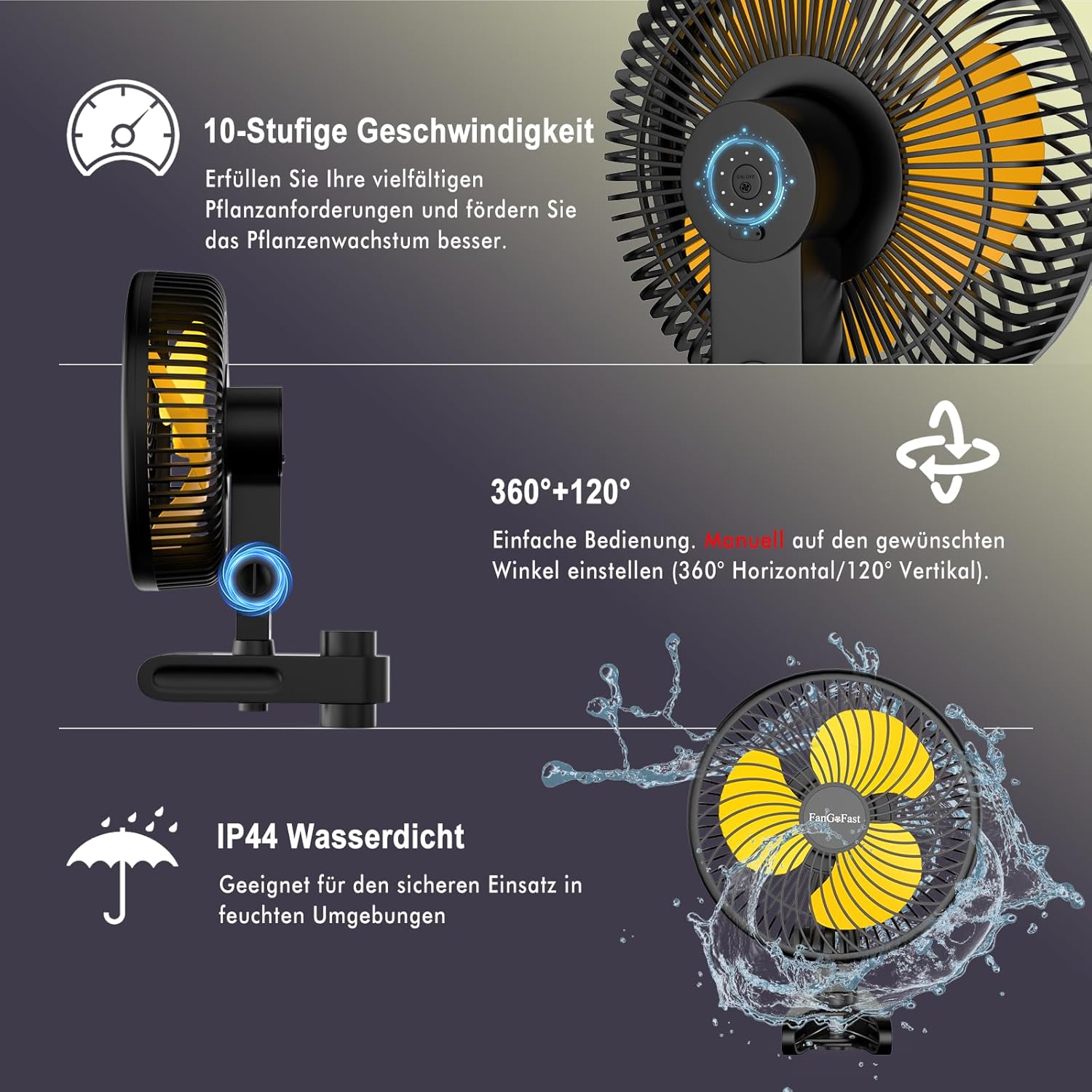 Thumbnail 4 de FanGoFast Grow-Ventilator mit Clip & EC-Motor – 10 Geschwindigkeitsstufen, 20 cm, 561 m³/h, 10 W