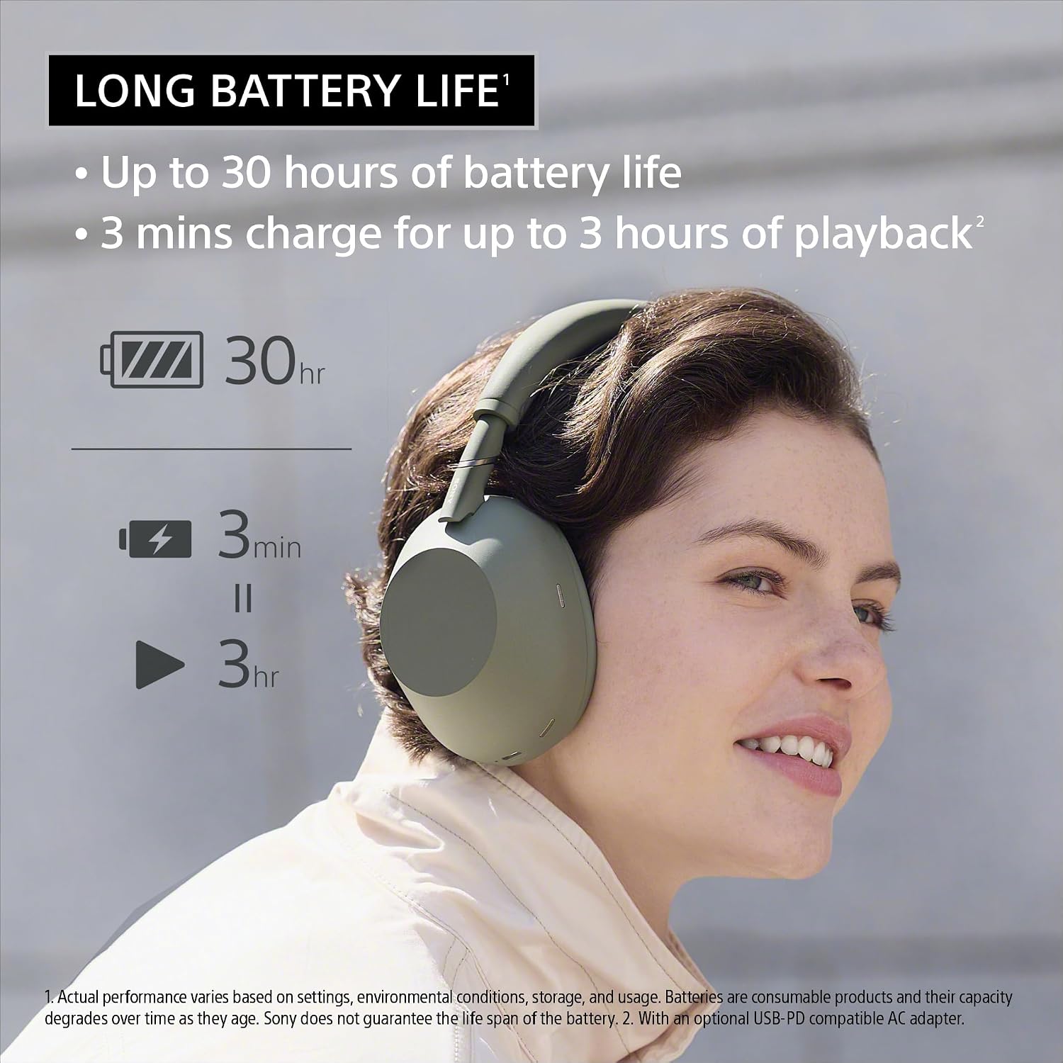 Detalle 1 de Sony WH-1000XM6 WH1000XM6/G Wireless Noise-Cancelling Headphones, 12 Mics