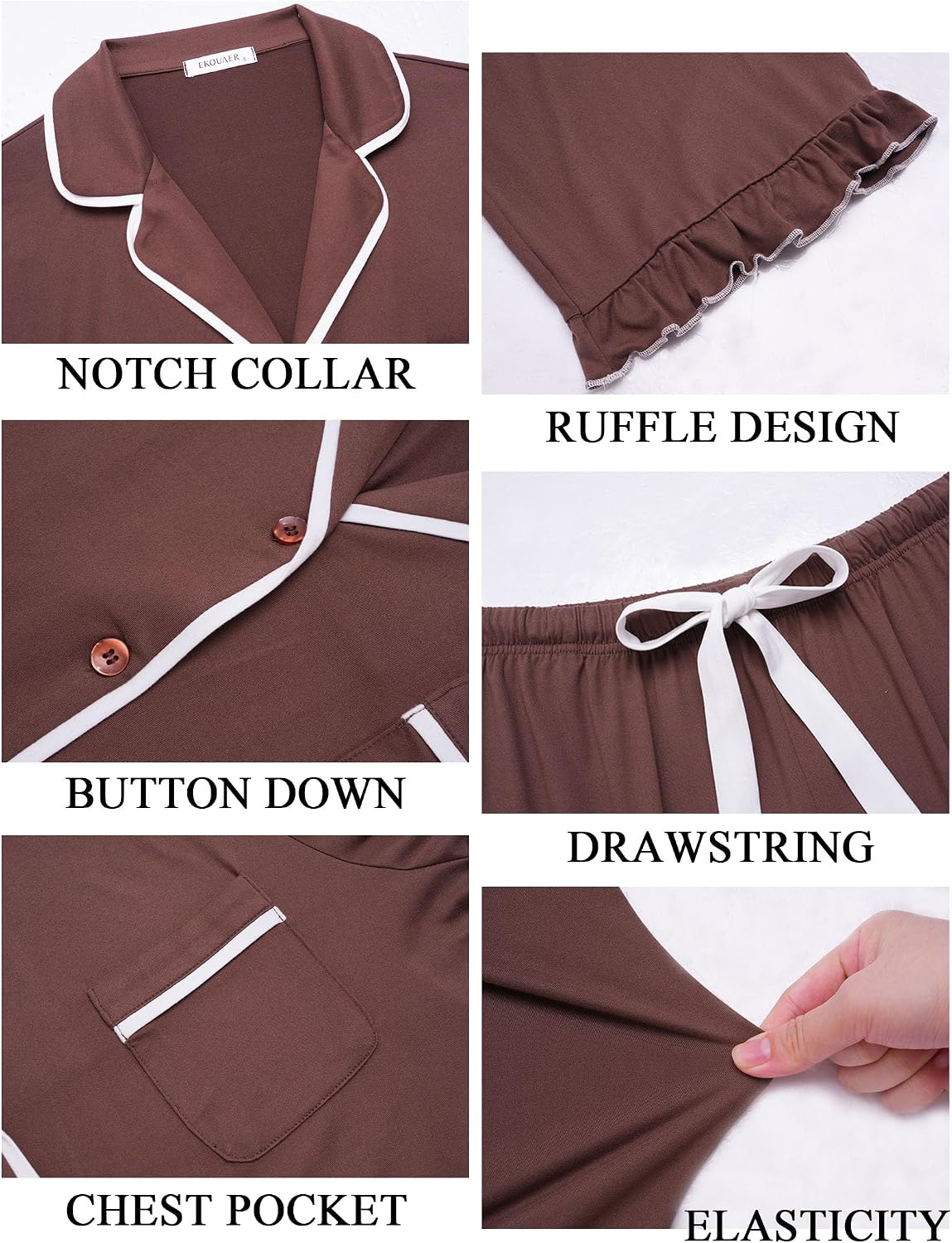 Detalle de Ekouaer Women's Pajama Set