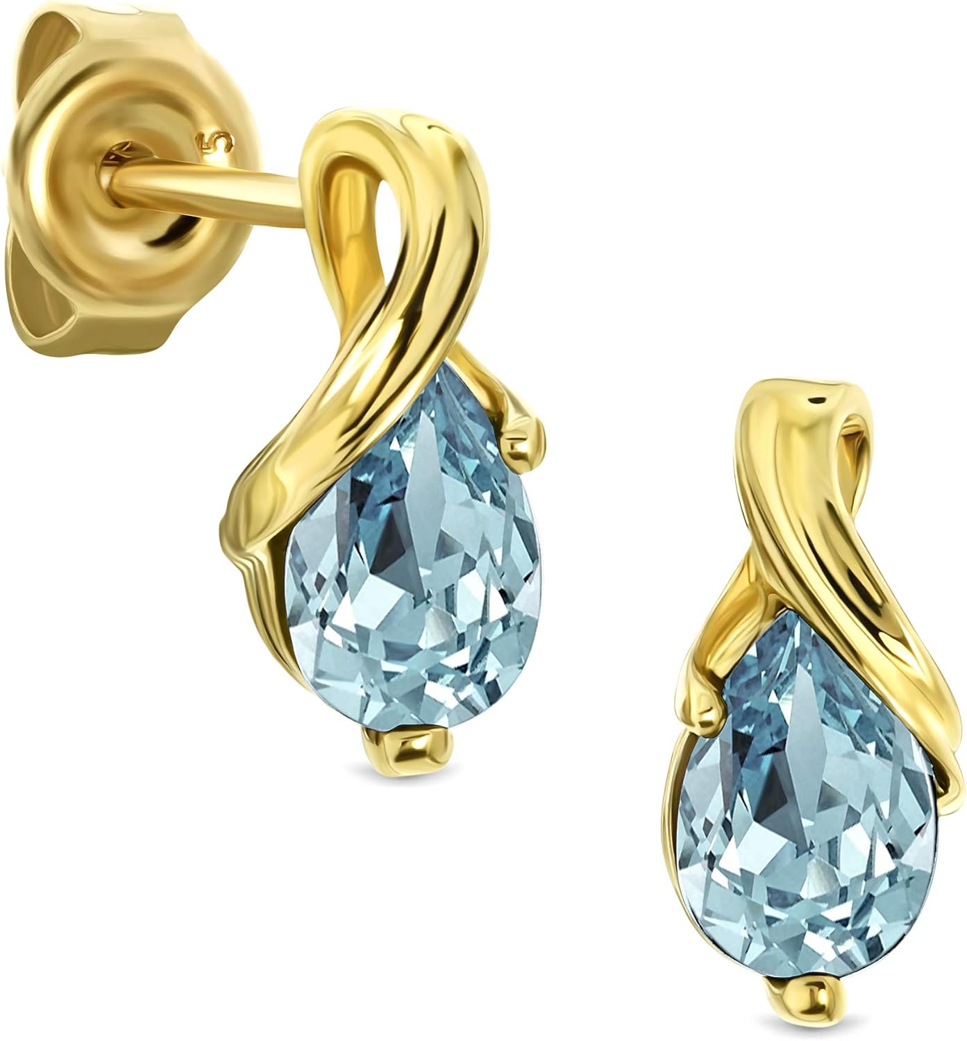 Thumbnail 5 de Miore boucles d’oreilles studs pour femmes en or blanc et jaune 9 kt (375) avec perles en forme poire : rubis, émeraude, saphir, topaze, améthyste et aigue-marine – coffret cadeau