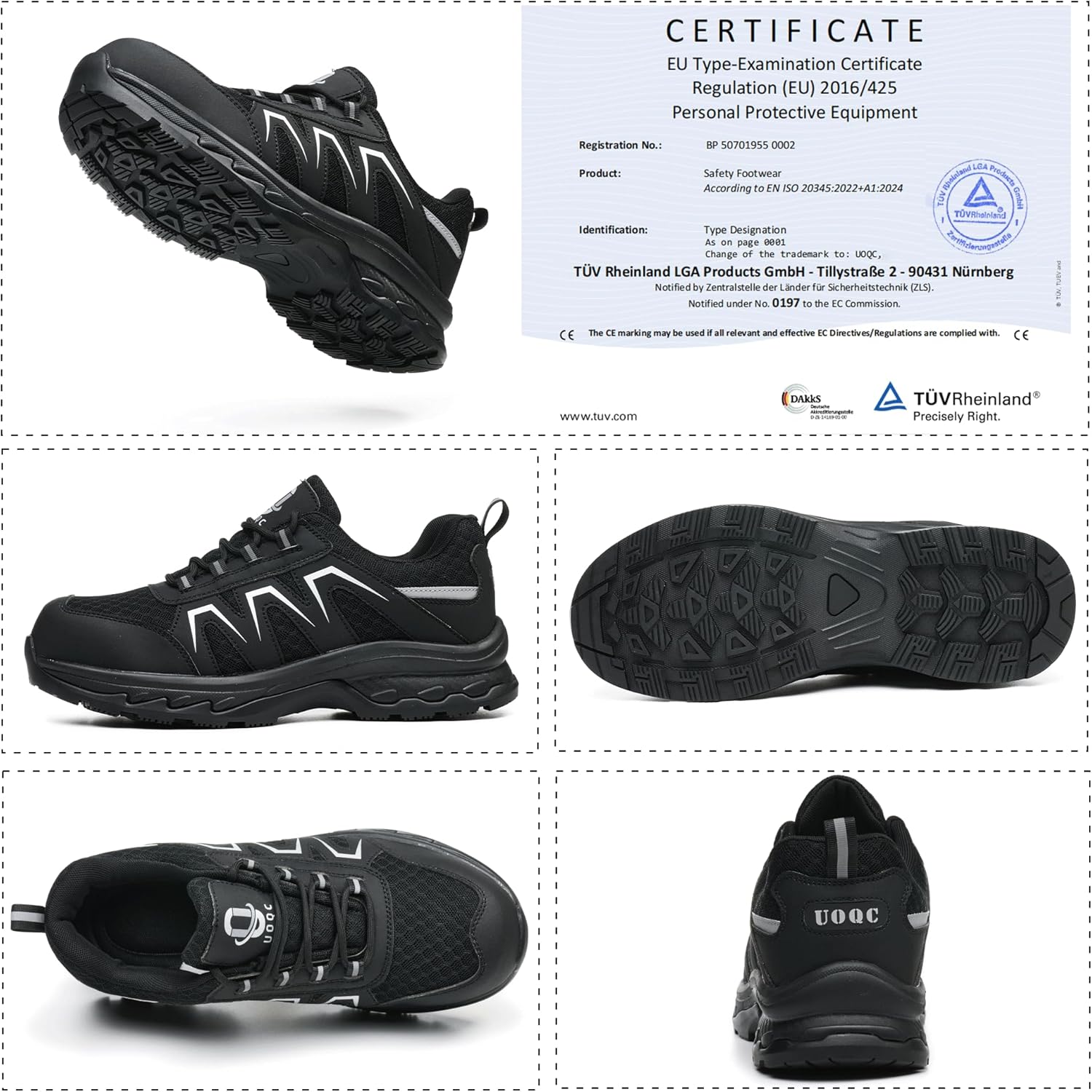 Thumbnail 1 de Chaussures de sécurité UOQC S1P ESD antistatiques SRA – embout en acier et semelle anti-perforation