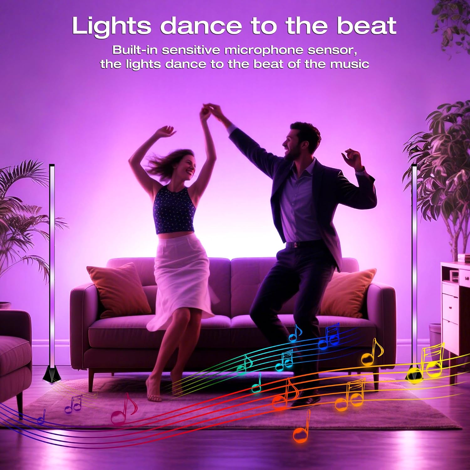 Thumbnail 4 de Corner Floor Lamp with App and Remote Control for Mood Lighting