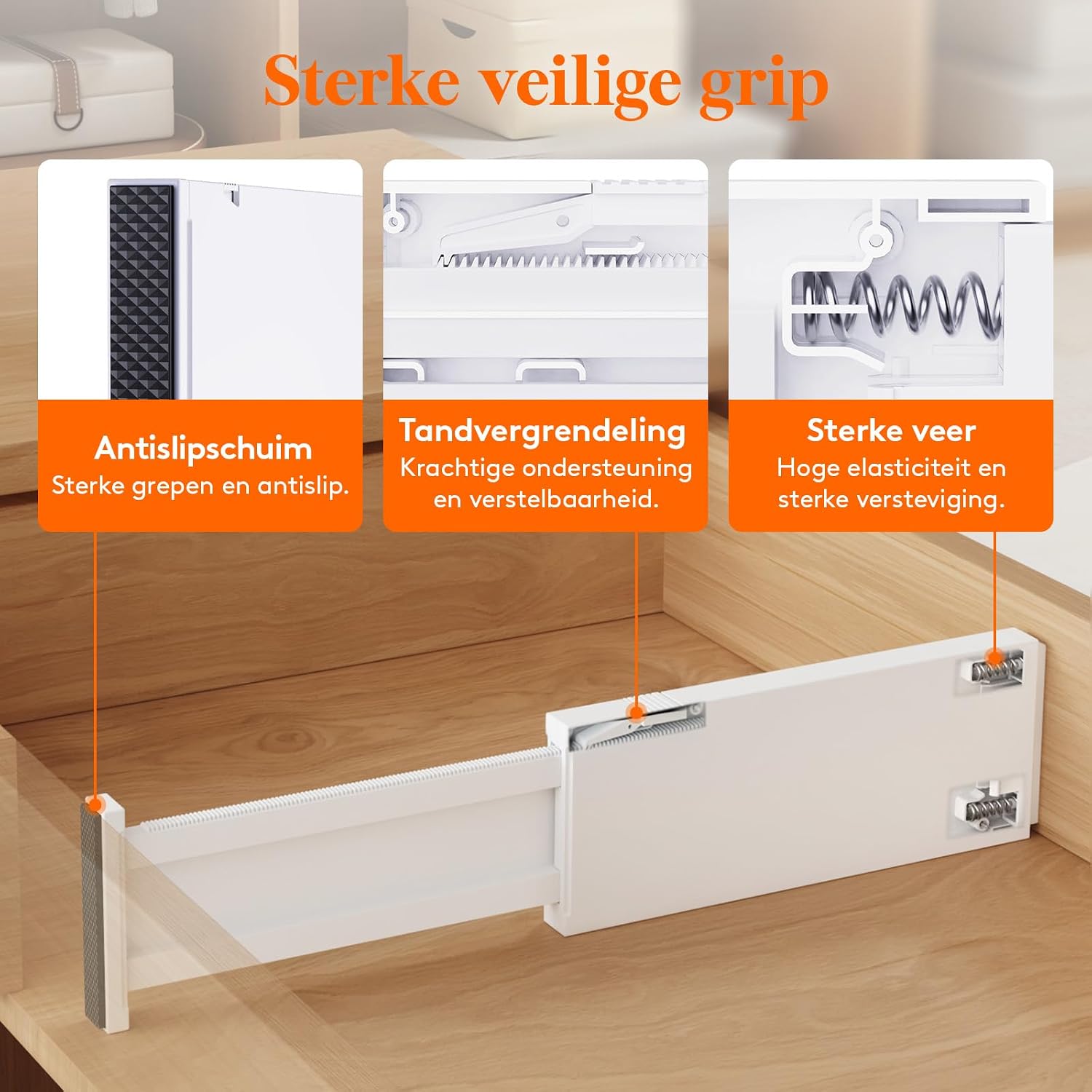 Detalle 2 de Lifewit 23041 ladeverdelers, 5 stuks, verstelbaar van 28 tot 44,5 cm