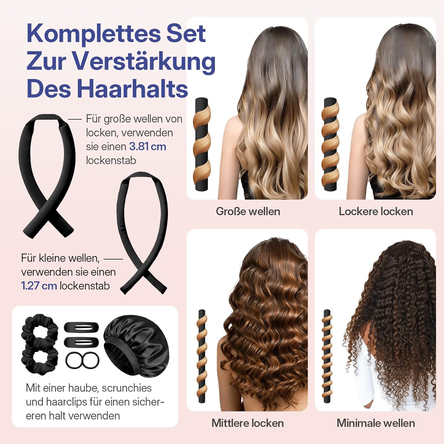 Detalle de LitBear Lockenwickler für Heatless Curls, 2 Größen