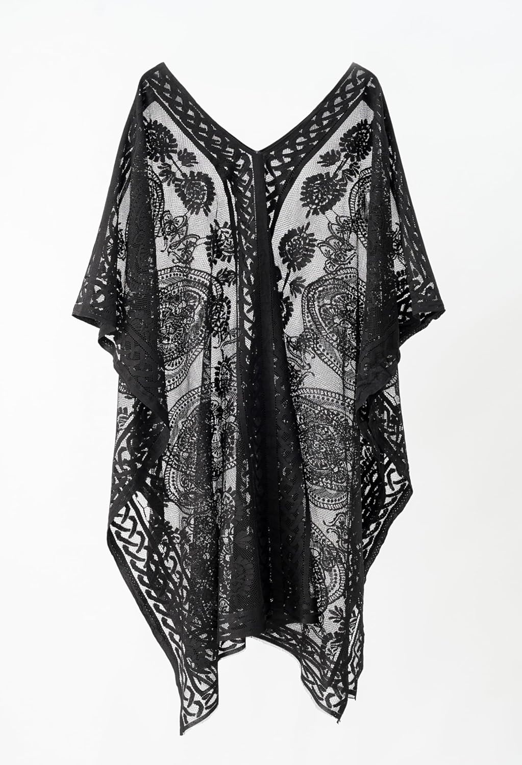 Thumbnail 6 de Colornival kimono de plage en dentelle – robe cache-maillot en polyester, déchiquetée et fluide (taille unique)