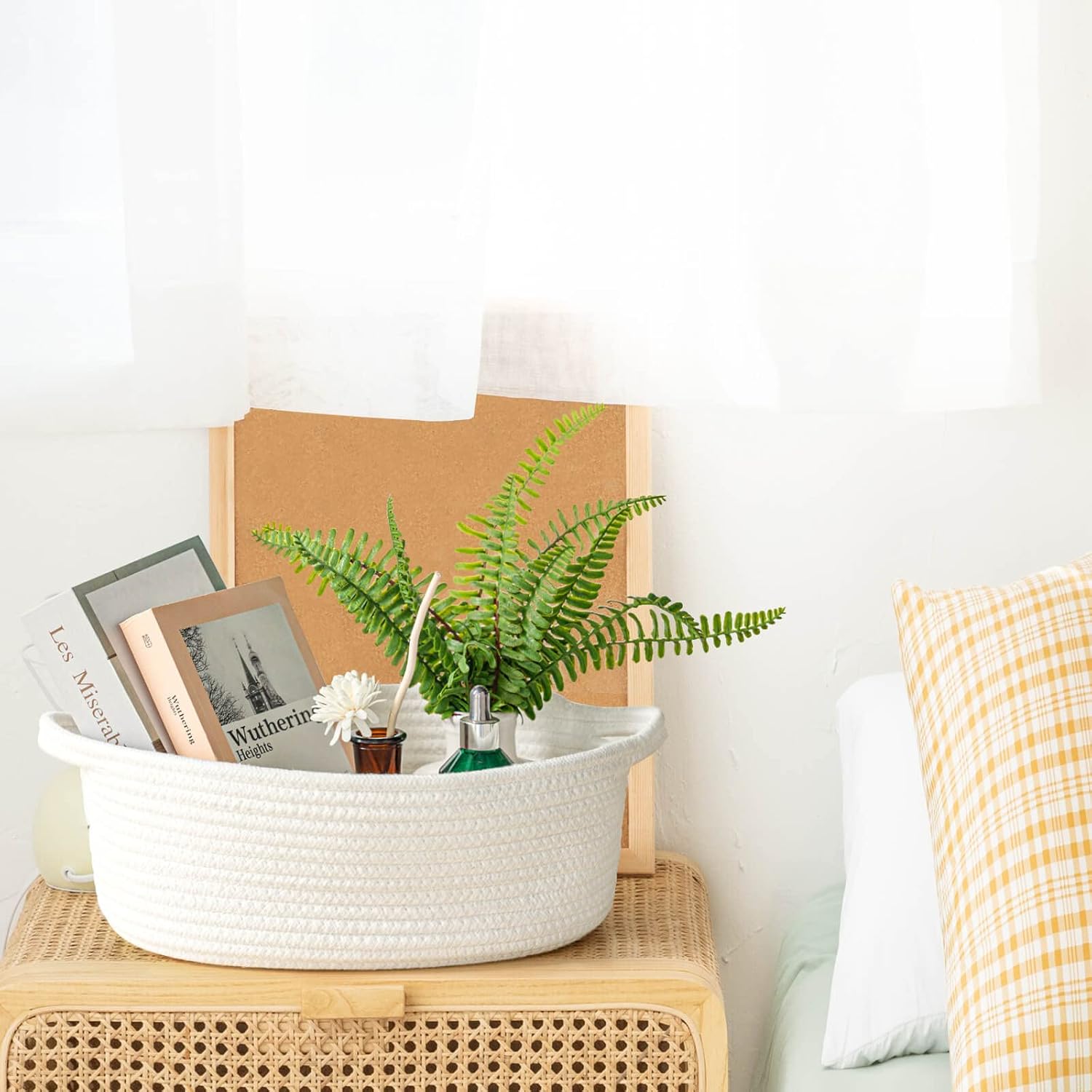 Thumbnail 4 de TIMEYARD Osterkorb mit Henkel – geflochtener Baumwollseil-Korb (30 x 20 x 12 cm) in Weiß für Ordnung & Geschenke