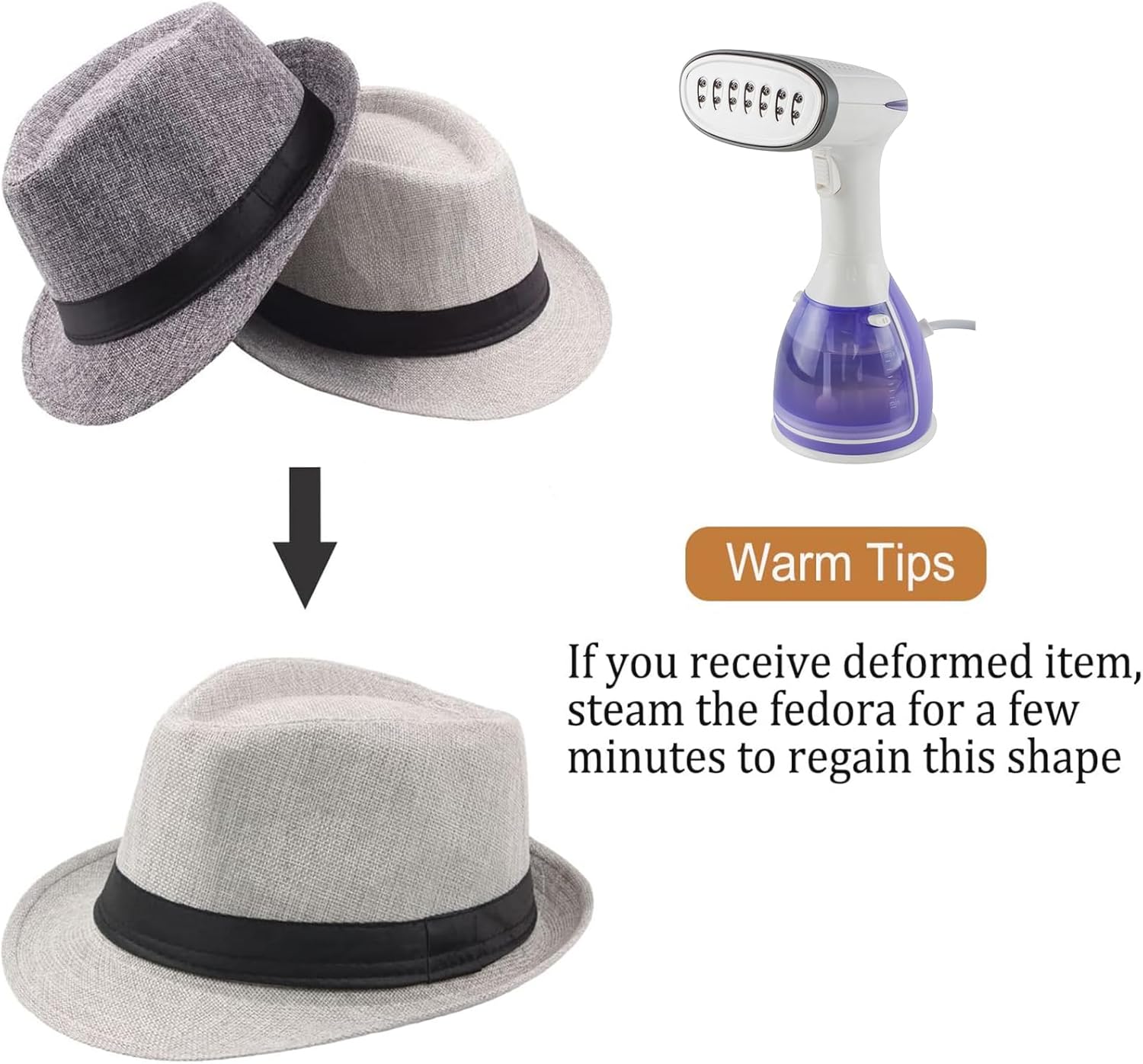 Detalle de Ultrafun 5 Pack Short Brim Fedora Classic Summer Hat for Men and Women