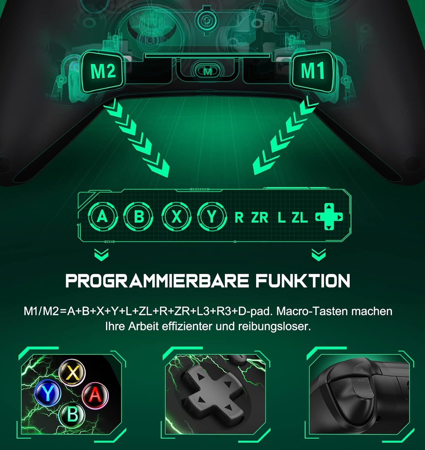 Thumbnail 3 de GAMSINGY Switch Wireless Controller mit Motion-Steuerung, Dual-Motor-Vibration und Turbo/Makros