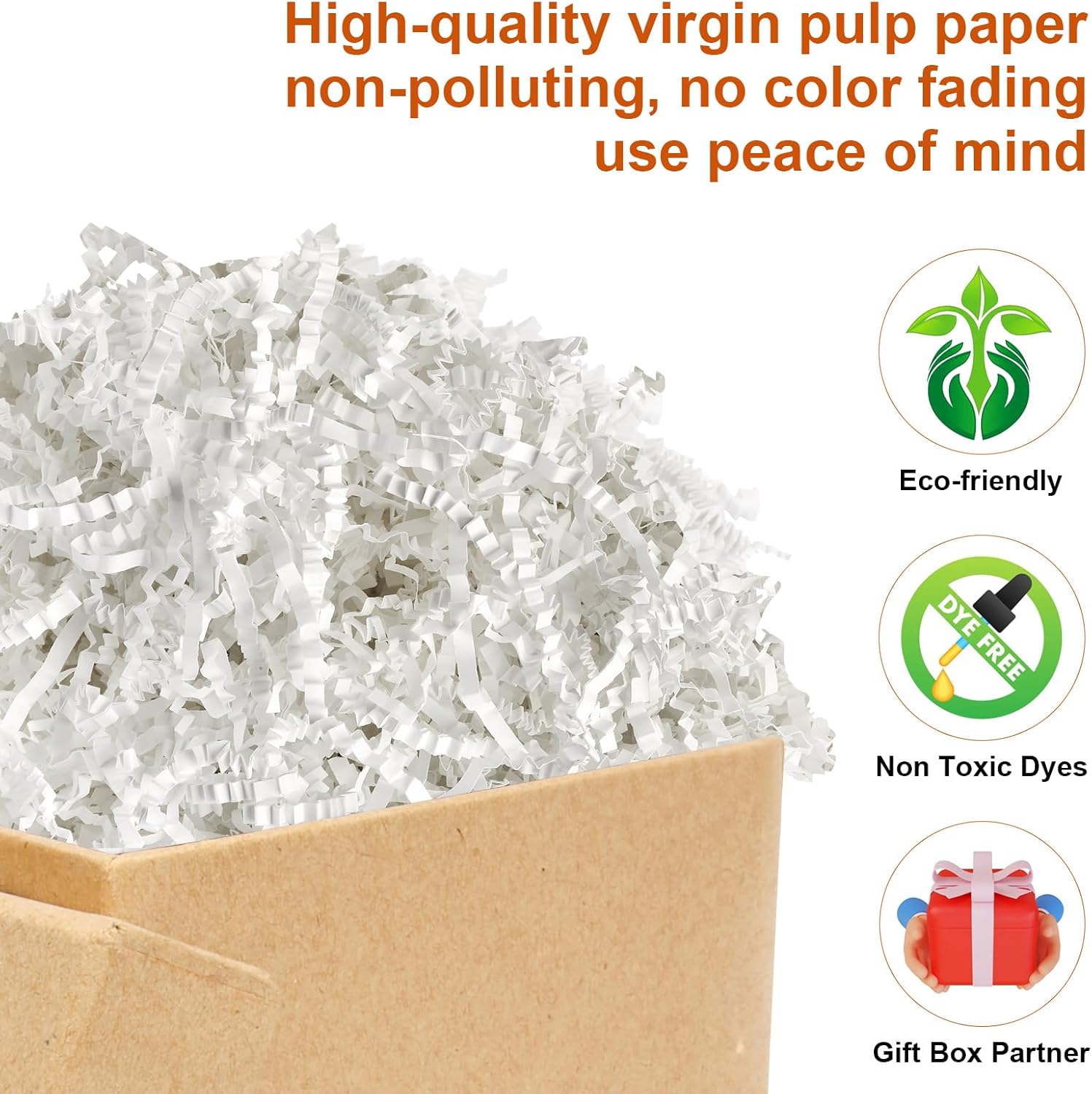 Detalle de Darfukei Crinkle Paper Filler — 8 oz White Crinkle Cut Shred for Gift Packaging