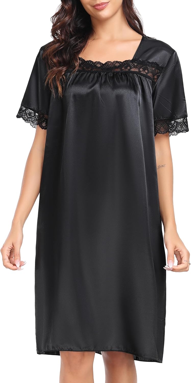 Thumbnail 3 de Lovasy Satin Nightdress for Women UK – Lace Trim, Silky Nightwear