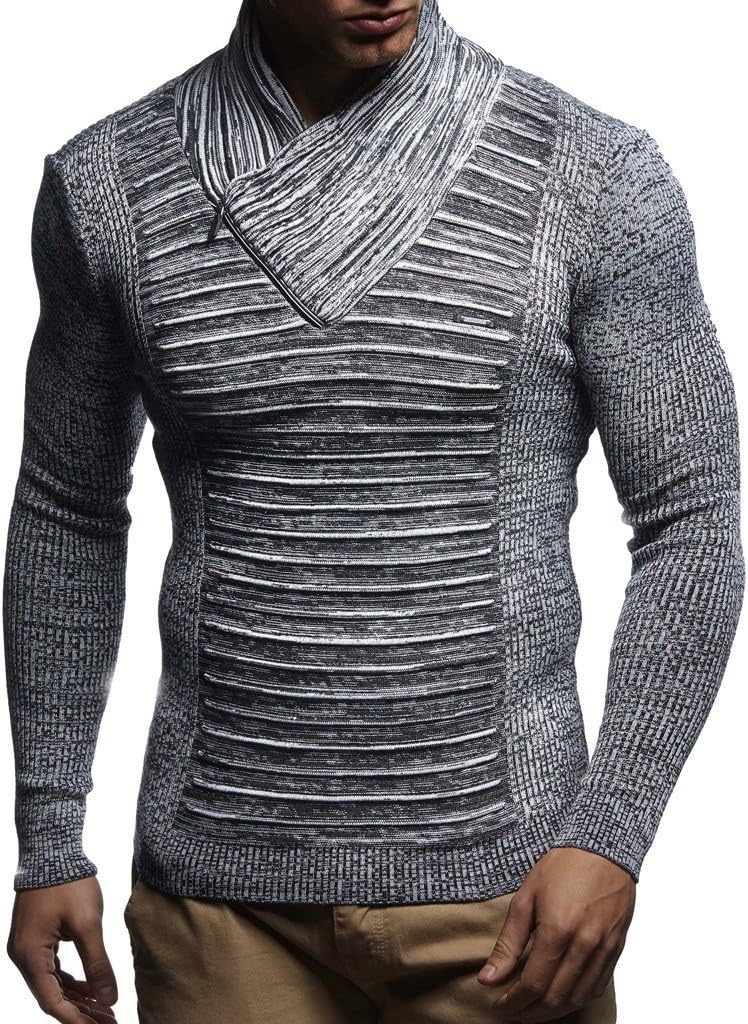 Detalle 2 de Leif Nelson LN-1535: maglione uomo felpa con cappuccio, sciallatto e taglio sciancrato