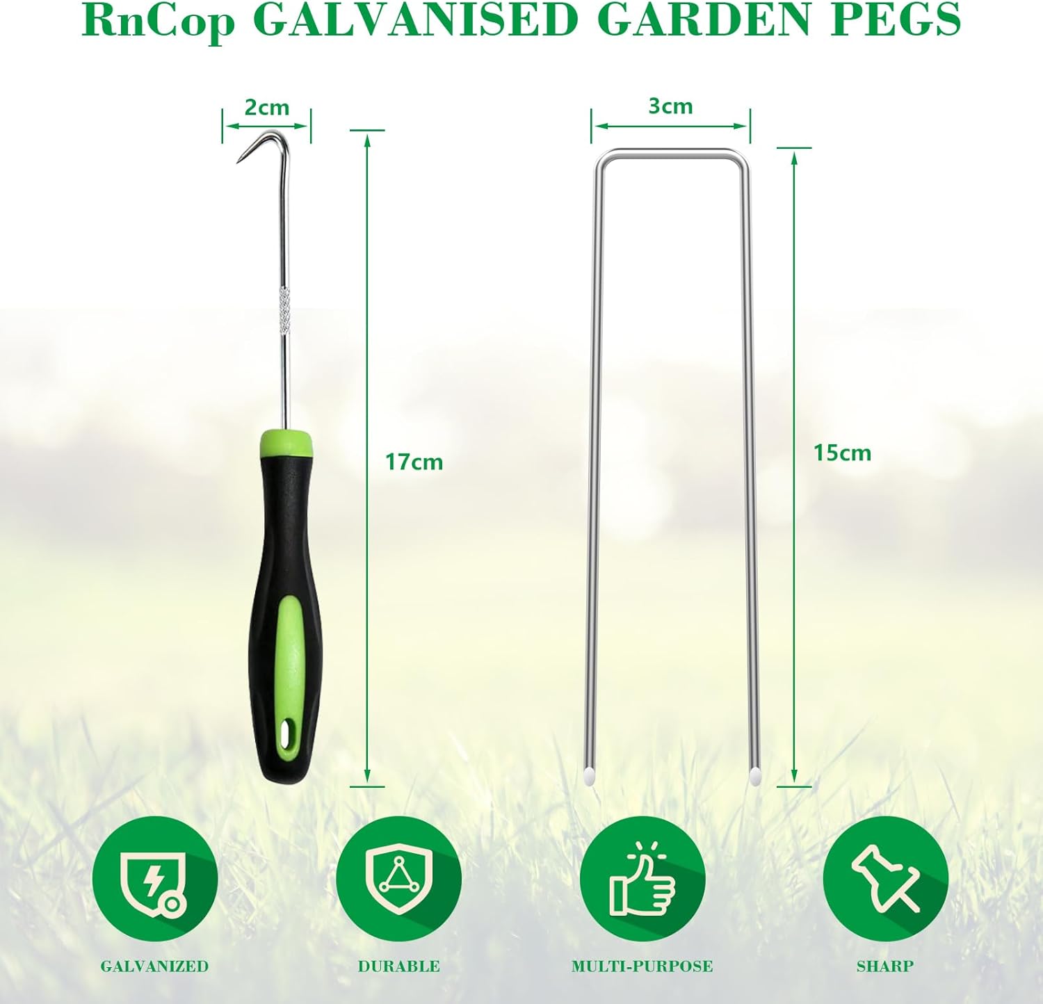 Detalle 2 de RnCop Galvanized Garden Pegs 100 Pack 15cm
