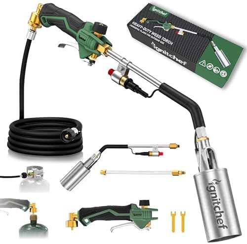 Detalle de IgnitChef Weed Torch, 340,000 BTU, 12.5 ft Hose, Piezo Igniter