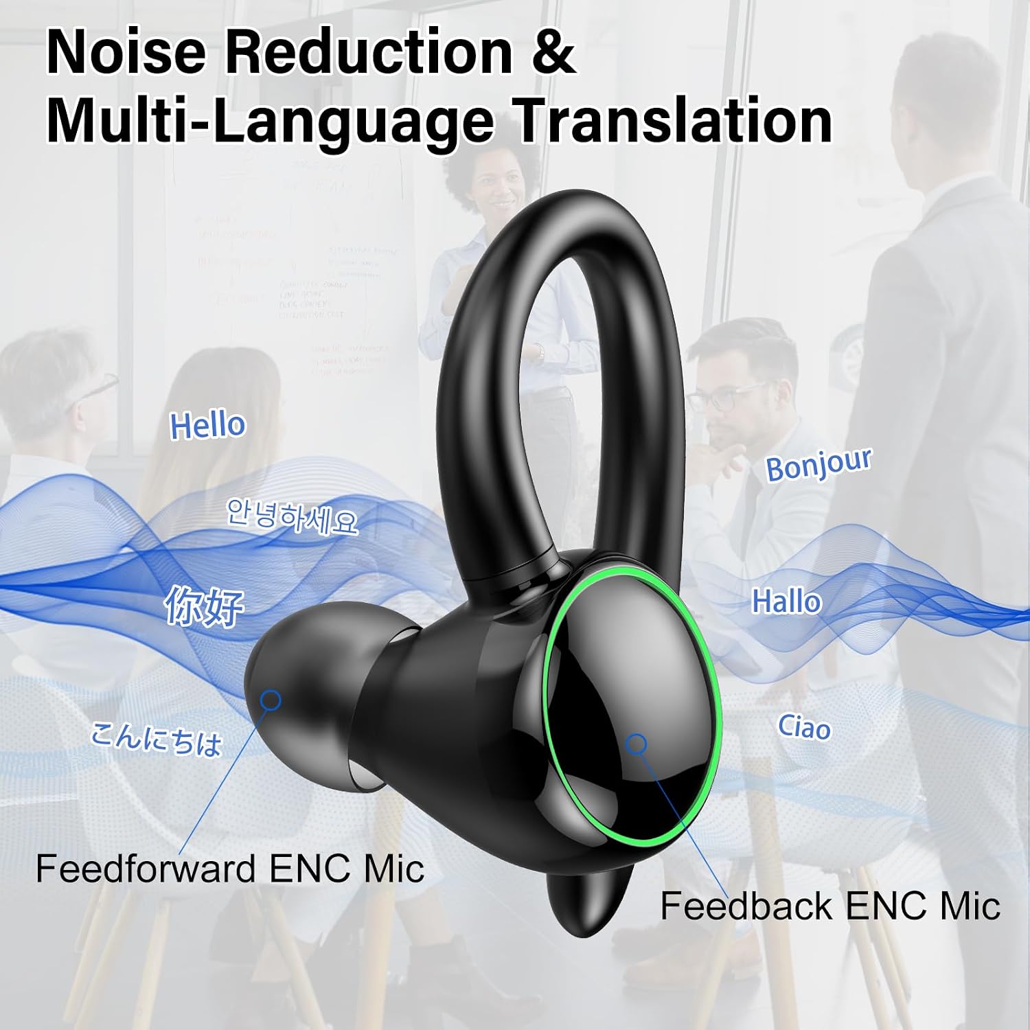 Detalle 2 de PEFUPEW C6 Translation Earbuds with 164 Languages, 8 Modes and Bluetooth 5.4