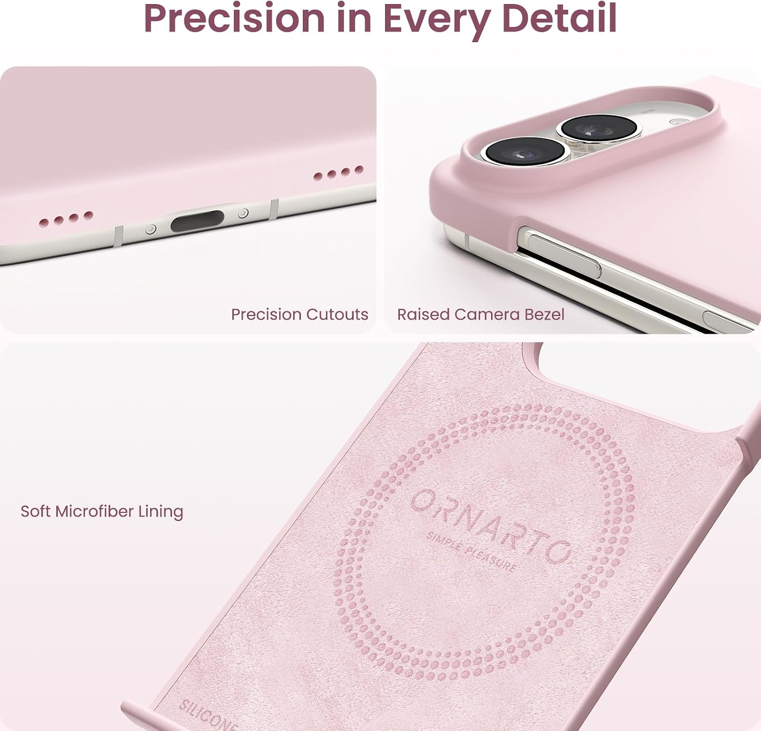 Thumbnail 4 de ORNARTO iPhone Duo Case, Chalk Pink Liquid Silicone with Magnetic Design