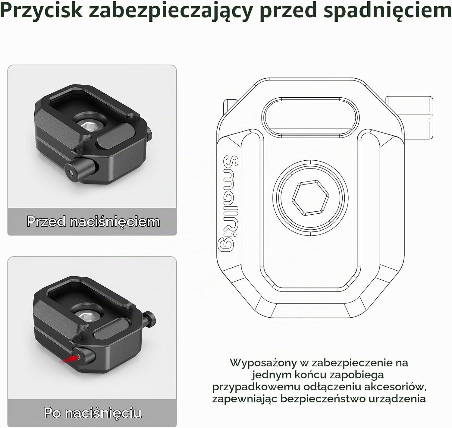 Detalle de SMALLRIG 2797 – adapter zimnej stopki z gwintem 1/4"-20, aluminiowy