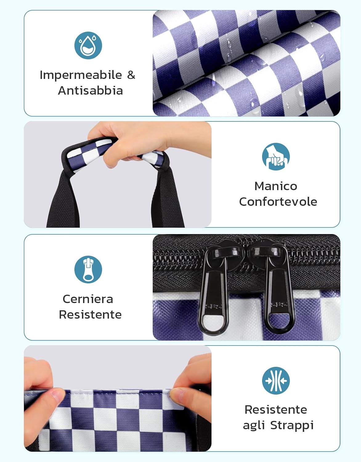 Thumbnail 6 de ISEYOU Borsa Mare Donna Grande & Borsa Frigo: Set 2in1 da 45L con chiusura a zip, resistente all'acqua