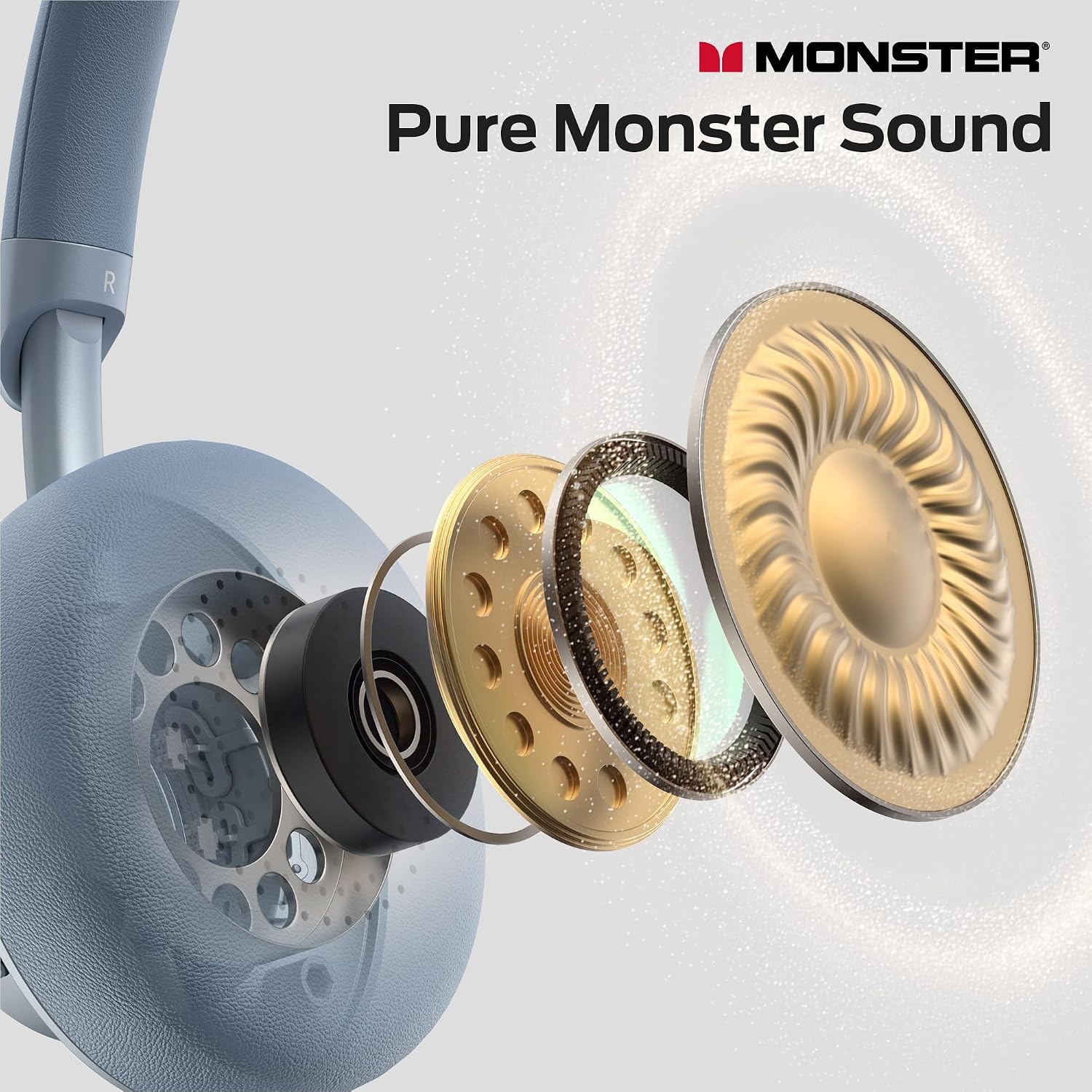 Detalle de Monster N-Tune mini 02 Over-Ear Headphones, Hybrid ANC, Bluetooth 6.0, Blue