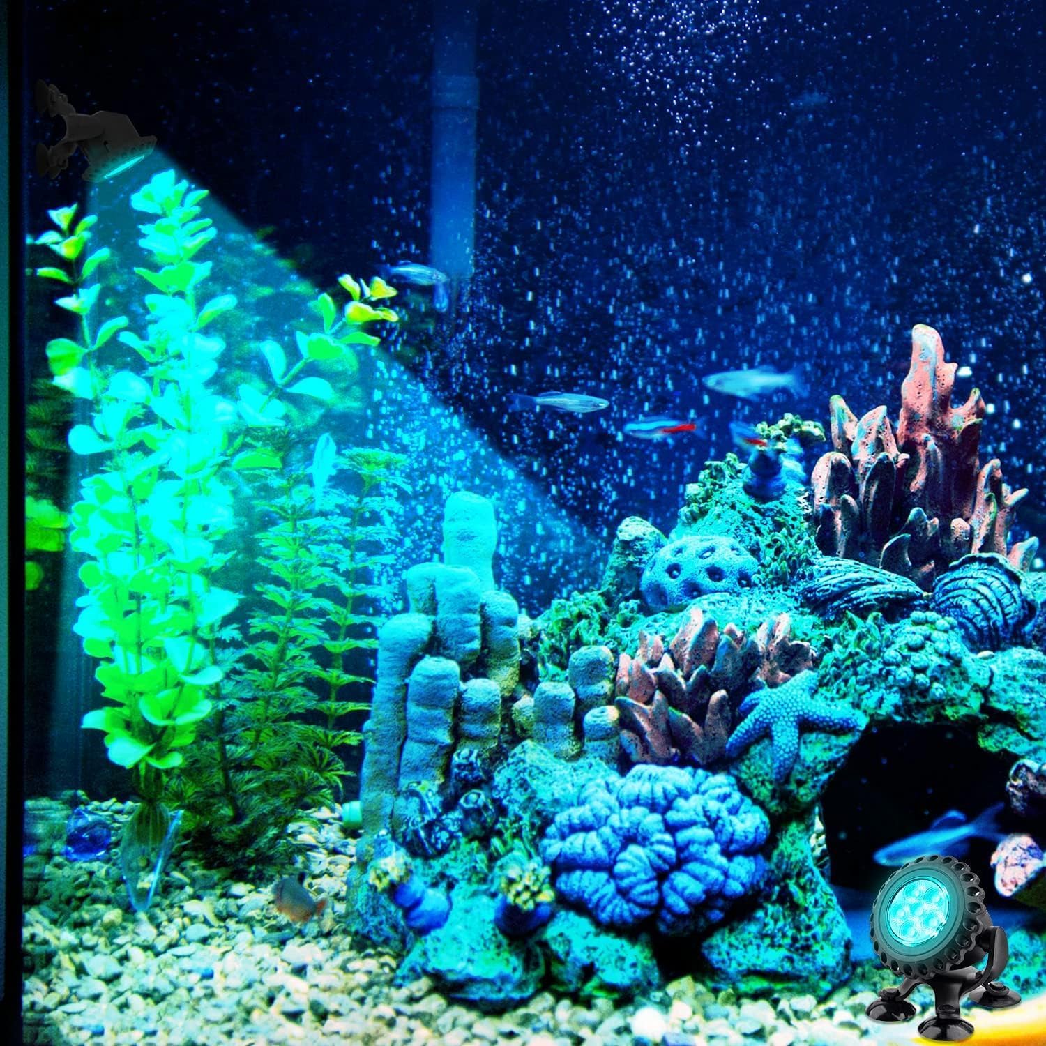 Detalle de NATPOW Pond Lights: RGB Underwater Spotlight System for Ponds, Pools and Fountains