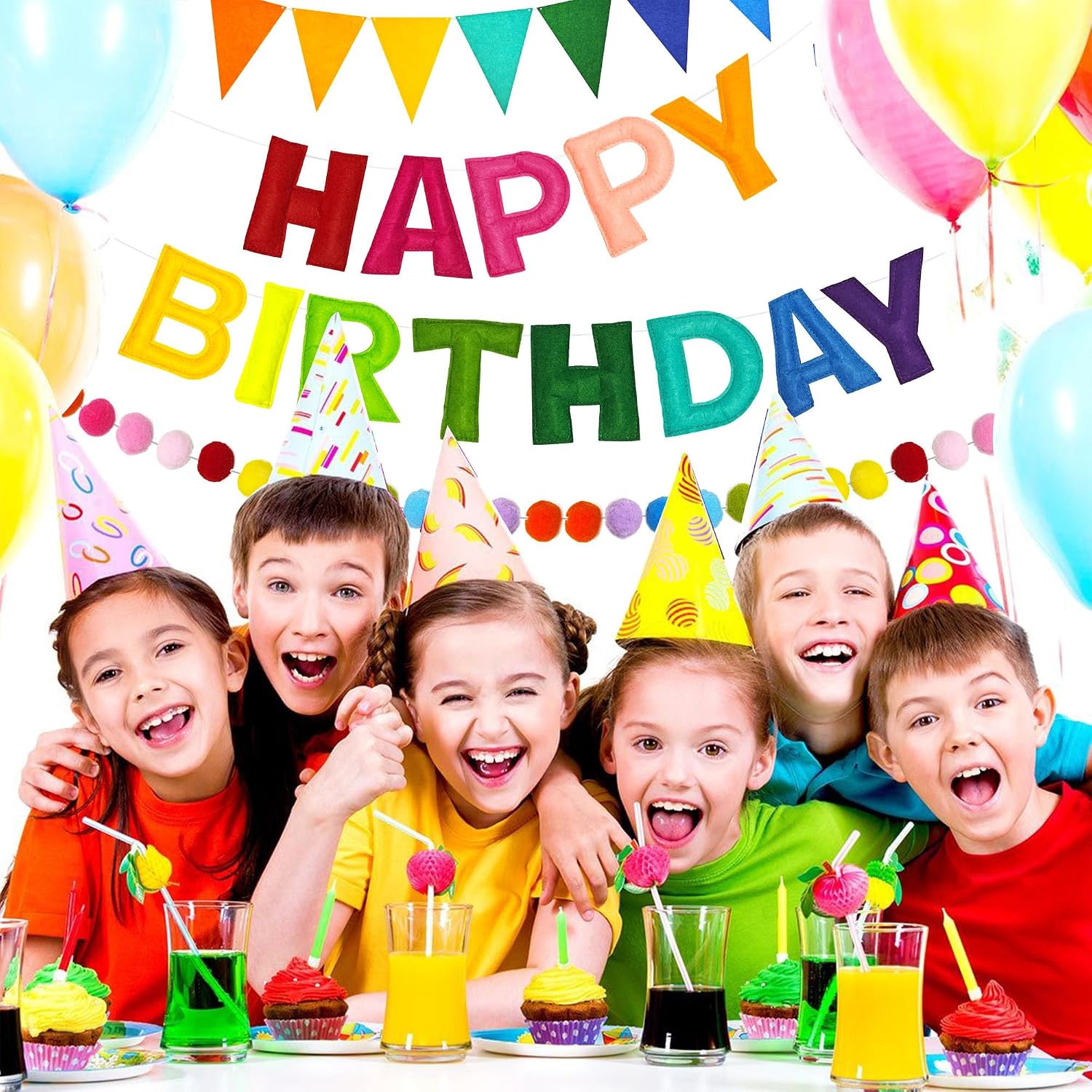 Thumbnail 6 de CANREVEL FHBBS-001 3-Piece Rainbow Felt Birthday Banner Set, Pre-Strung