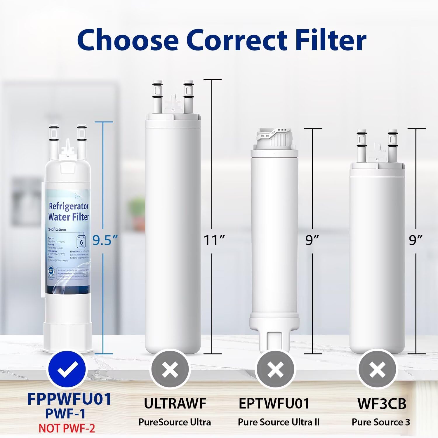 Detalle de Sensiblopt HP010 Refrigerator Water Filter Replacement, Carbon Fiber, NSF/ANSI 42