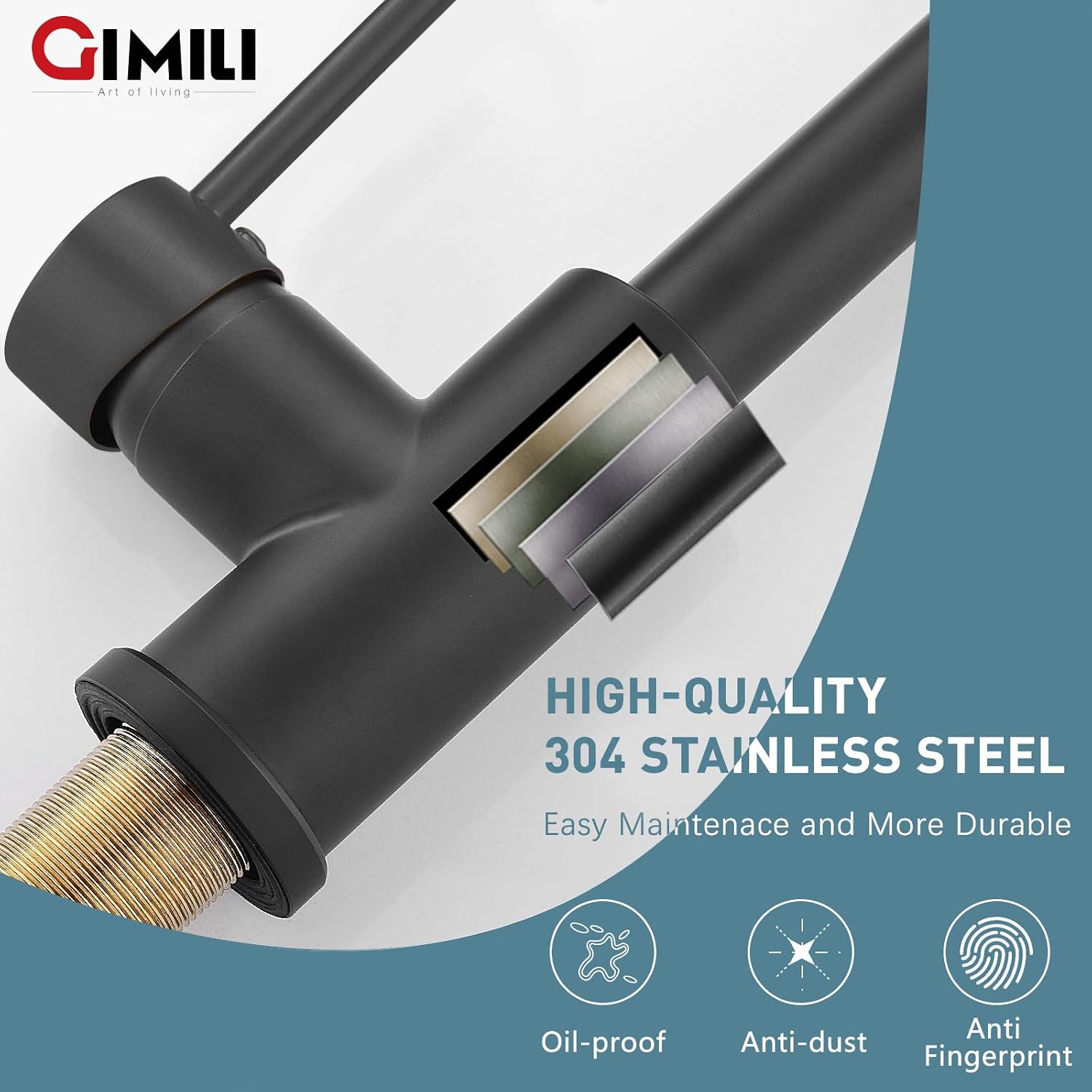 Detalle 2 de GIMILI Kitchen Faucet Stainless Steel