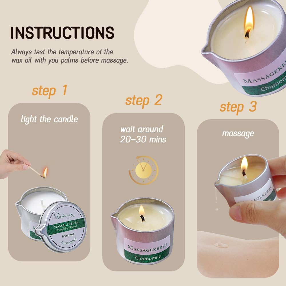 Thumbnail 5 de Massage Oil Candle Low Temp Scented Candle for Body SPA – Vanille, 50 ml – Geschenkset
