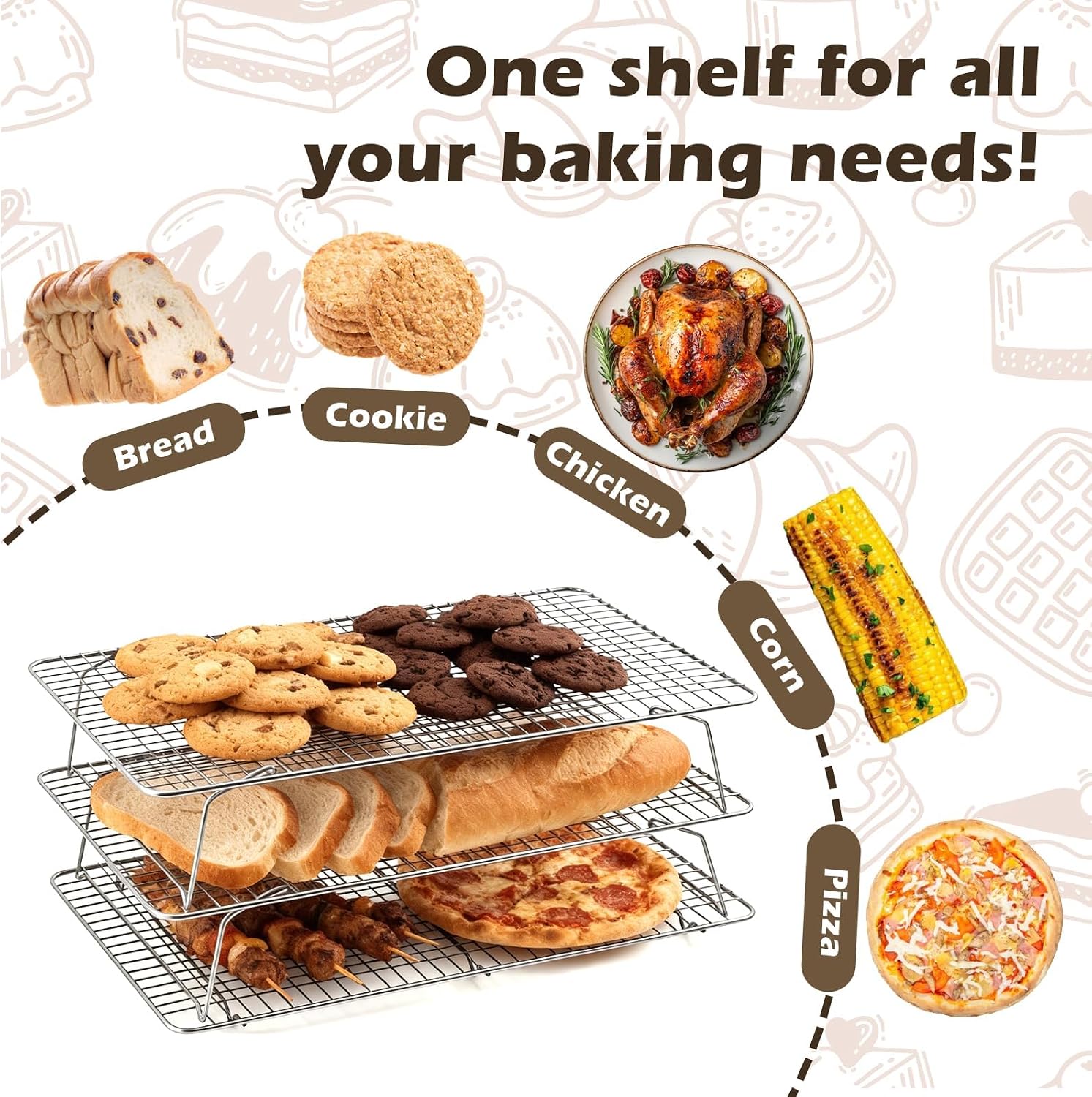 Thumbnail 4 de Pleafind Cooling Rack Set 16 x 10 Inch