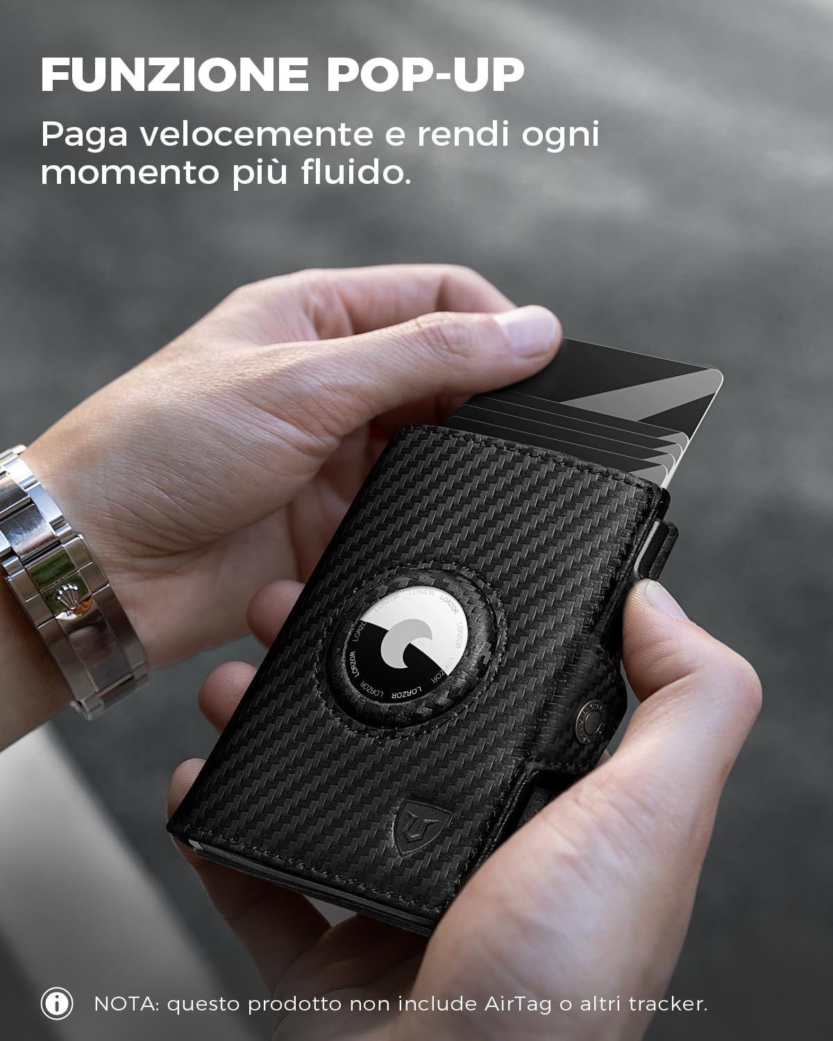 Detalle de LORZOR Portafoglio Airtag slim 9,6