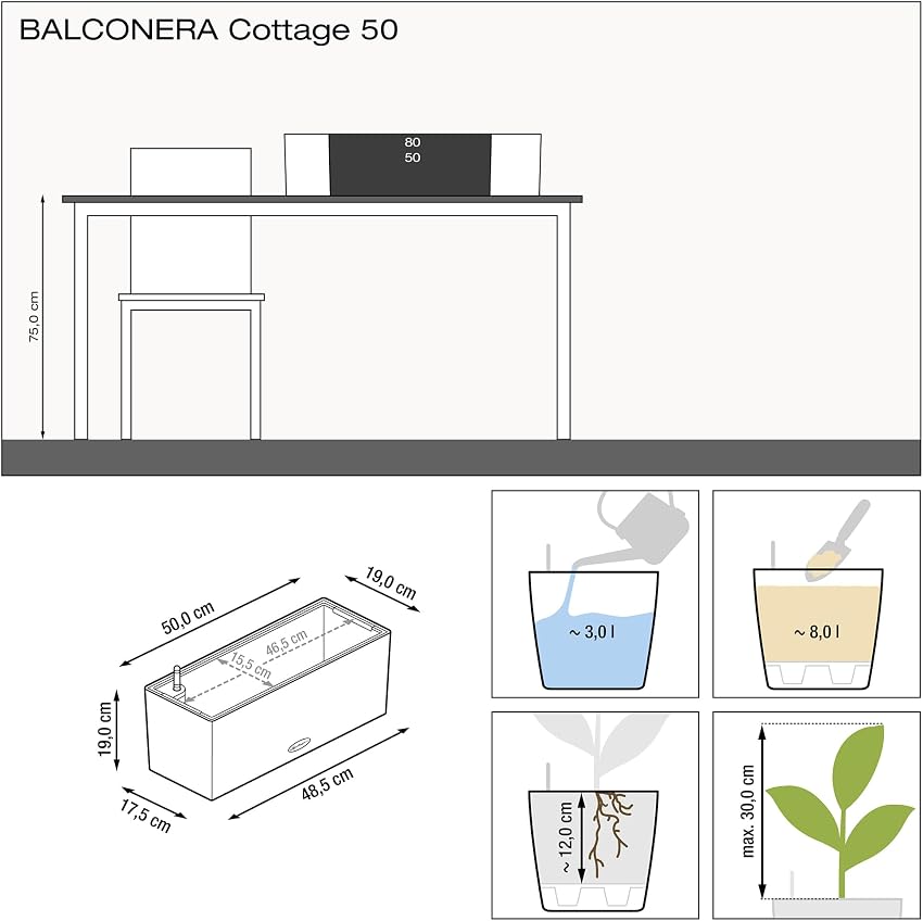 Detalle 2 de LECHUZA Balconera Cottage 50 macetero 50 cm