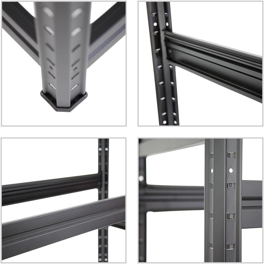 Detalle de PROREGAL Reifenregal Dino (180×120×50 cm) für bis zu 12 Reifen, Schwerlast-Fachlast 150 kg – Schwarz
