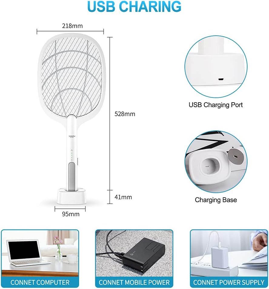 Detalle 2 de DANGZW Electric Fly Zapper 4000V: 2-in-1 USB-C Rechargeable UV Light Trap