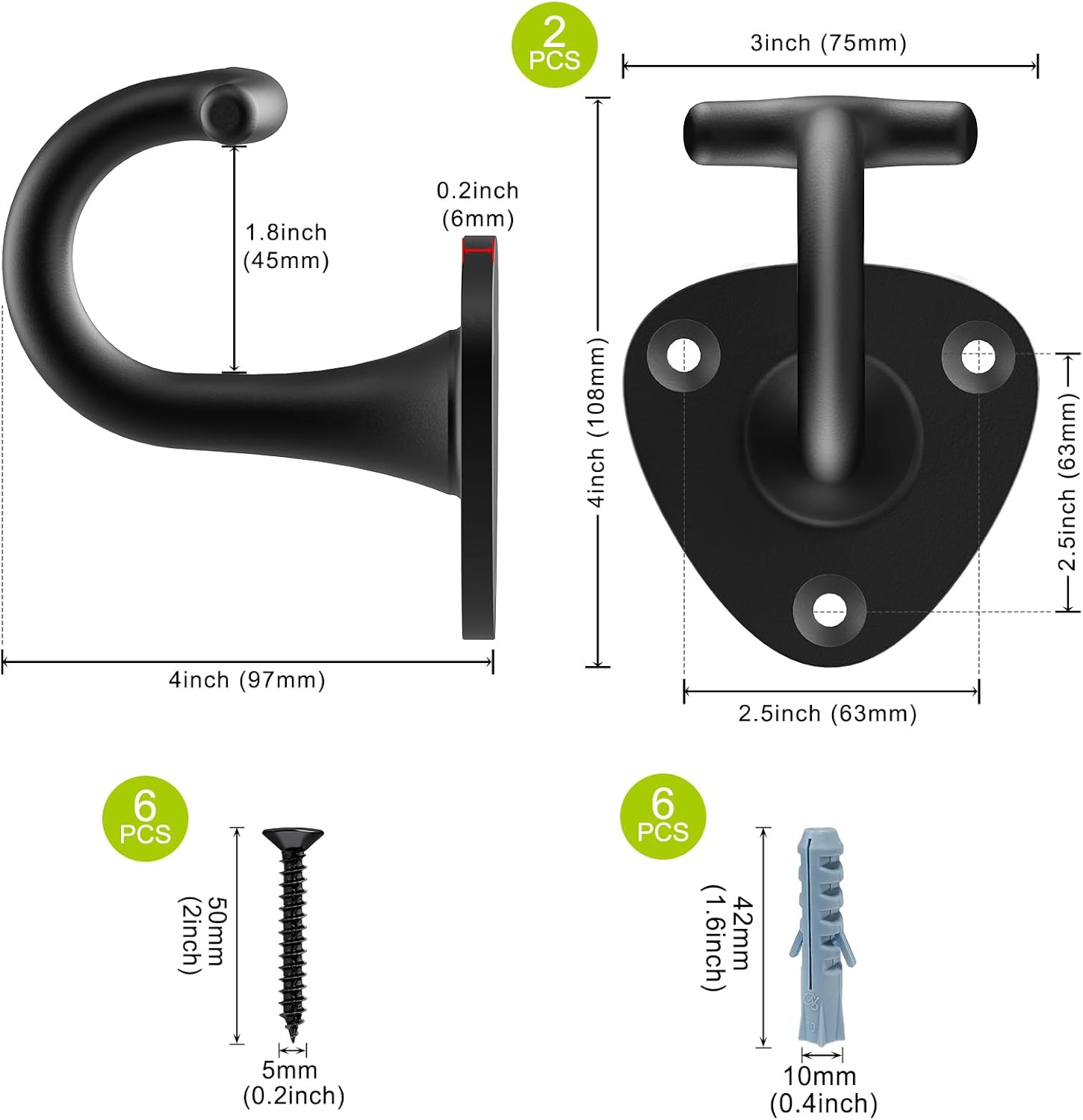 Thumbnail 3 de BeneLabel Dog Leash Holder for Wall (2-Pack) – Heavy Duty Wall Hooks for Indoor/Outdoor Use